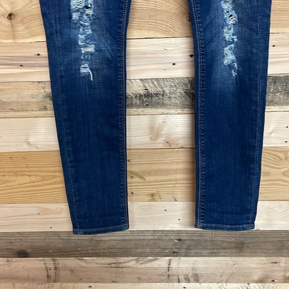 Express size 8R Medium Wash Mid-rise Jegging Super Stretch Distressed Jeans - Picture 6 of 12